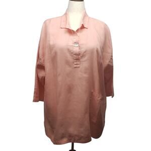 La Fixsun Vintage Peach Linen Tunic Top M Oversized Cottagecore Natural Fibers